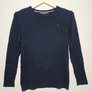 Tommy Hilfiger Women's Cable Knit Sweater Navy Blue Medium